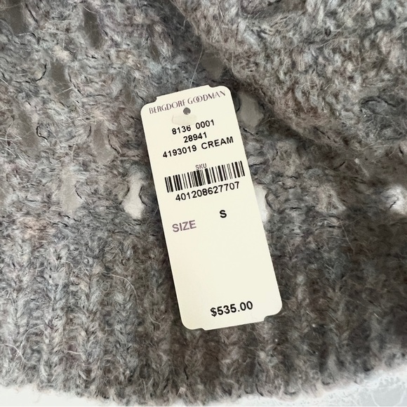 Isabel Marant Etoile grey beige textured open knit crew neck wool blend sweater - Picture 5 of 11